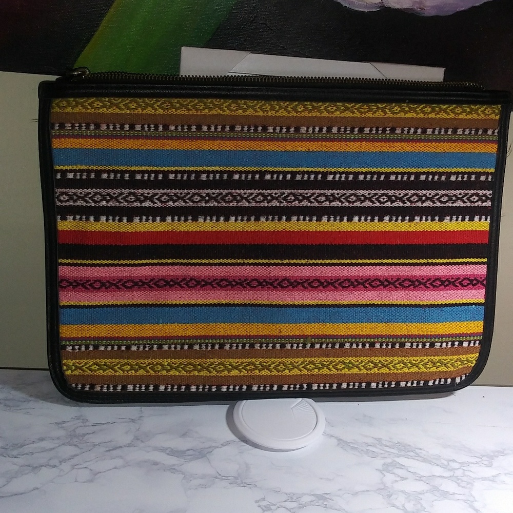 Large Ethnic Tribal Clutch, Womens Zippered Purse